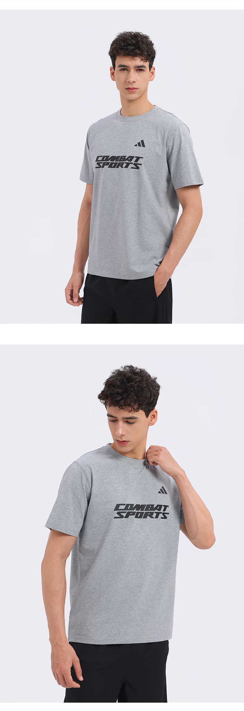 Adidas Men's Short Sleeve 2026 New Casual Sports Breathable Fashion Versatile Crew Neck T-Shirt Black/White S 6