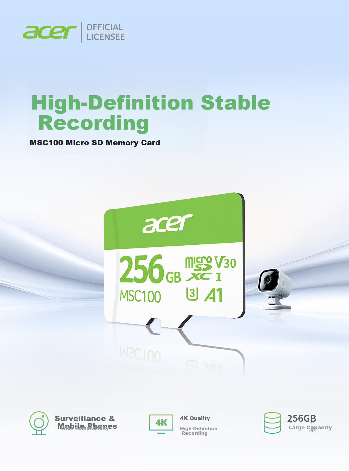 PREDATOR Acer 256GB TF (MicroSD) Memory Card A1 U3 V30 C10 MSC100 Storage Card 100MB/s Read Speed Compatible with Dash Cam/Surveillance Camera 2