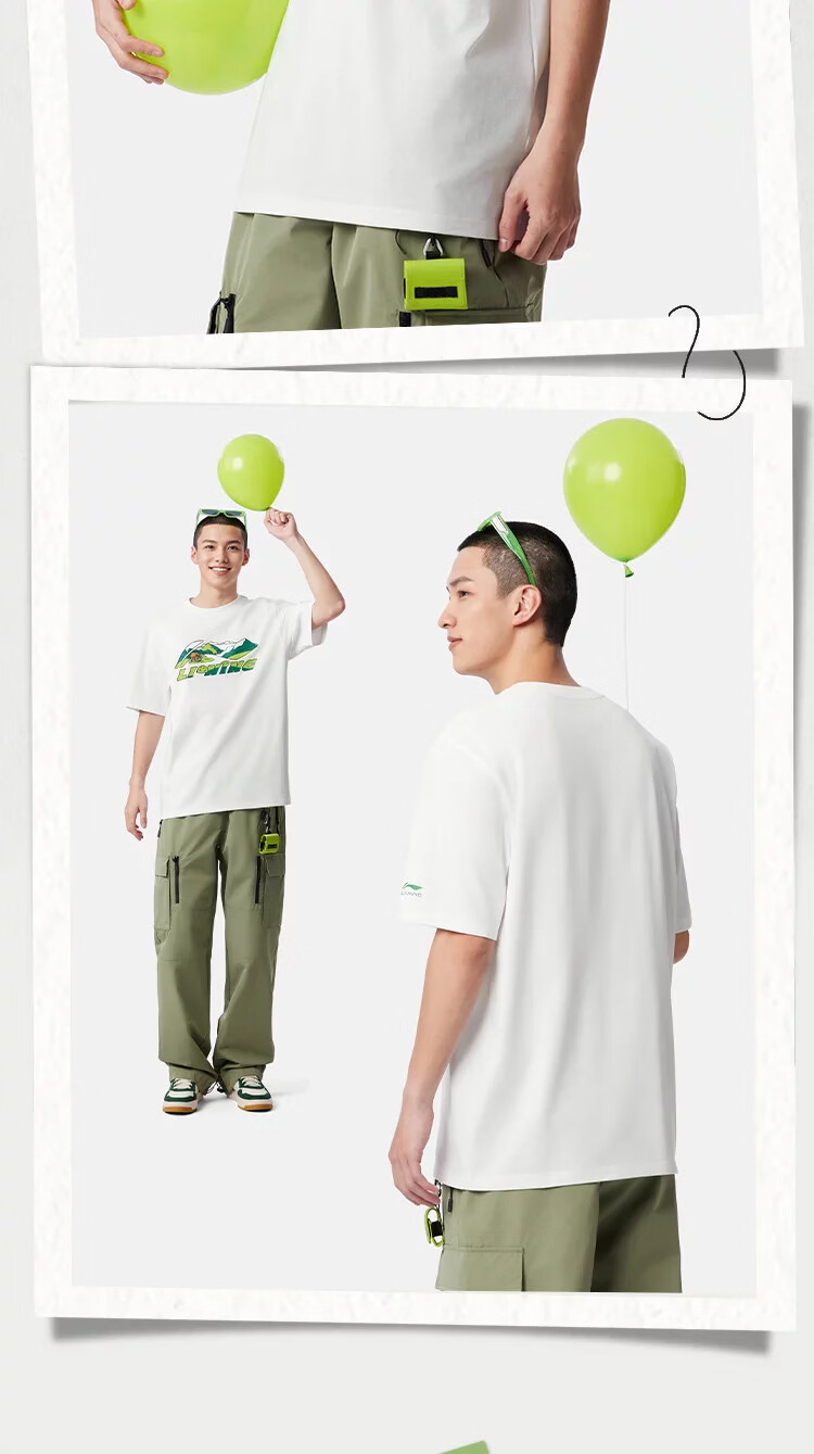 LI-NING Lightweight Breathable Short Sleeve Unisex Summer Casual Versatile Loose Comfortable Sports T-Shirt for Men and Women 10