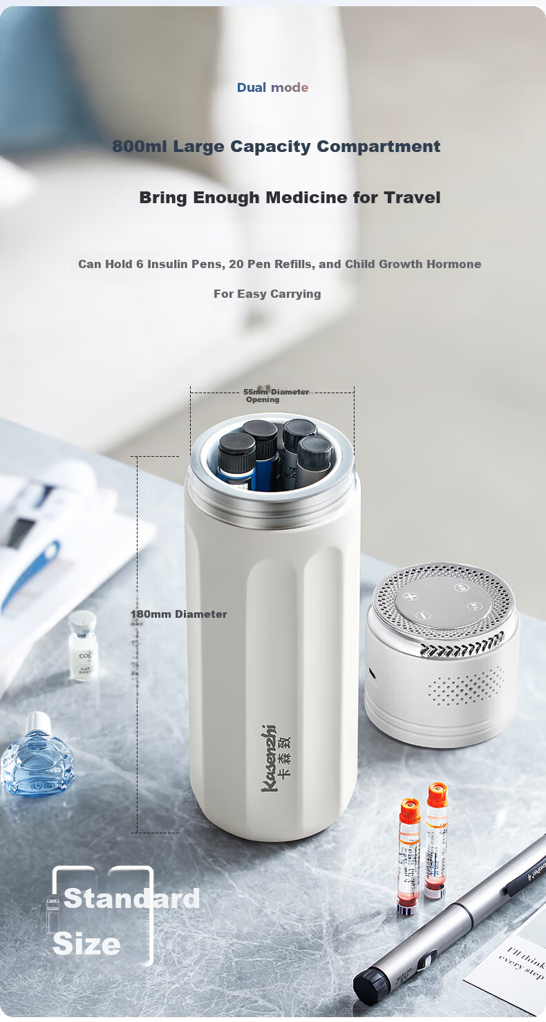 Kasenzhi Insulin Cooler Box, Portable Mini Refrigerator, Rechargeable Thermos Cup, Medicine-Specific Dorm Bag, Growth Hormone 14