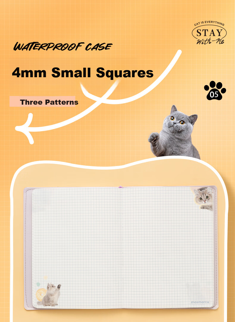 MASMARCU Morning Light Stationery, All Meow A5 Soft Cover Hardcover Notebook, Journal Book, Aesthetically Pleasing Diary, 96 Pages, Pink Style QJ001637, Essential for Exams 11