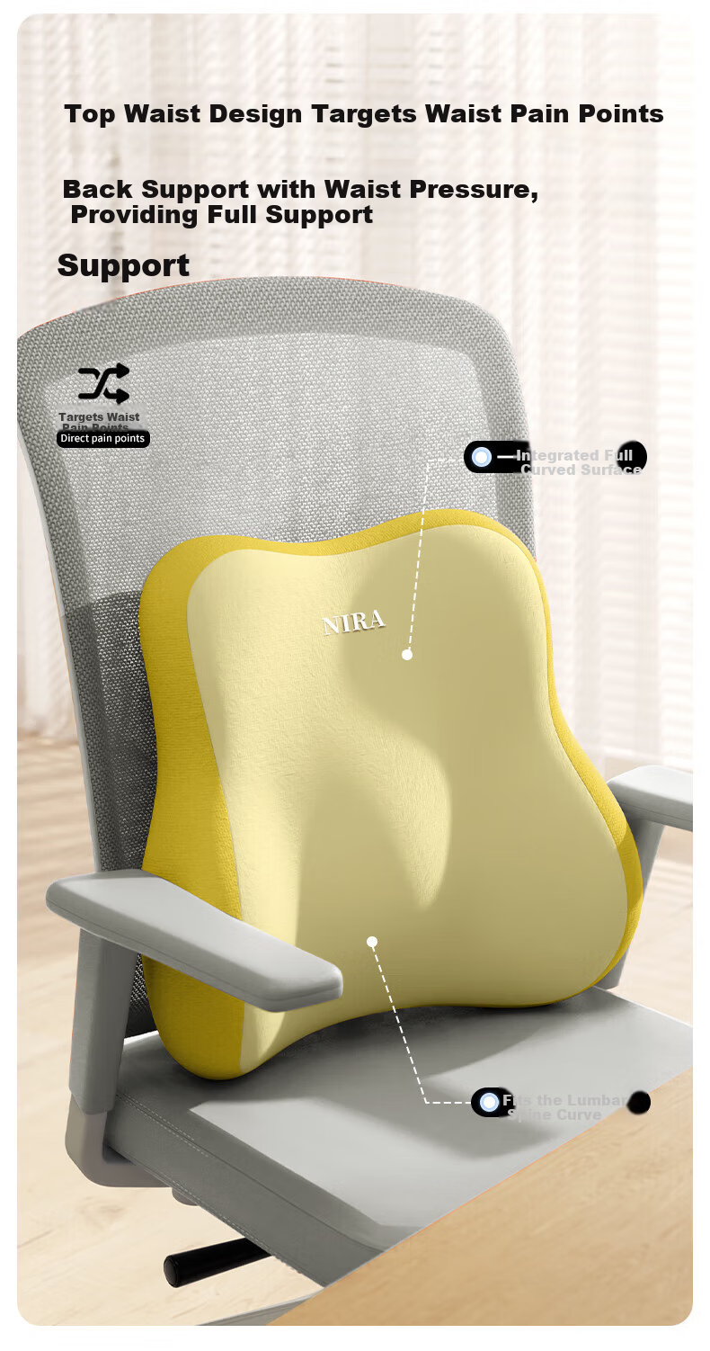 Nila Lumbar Support Pillow Office Waist Cushion Maternity Back Support Seat Cushion Ergonomic Chair Lumbar Pad for Prolonged Sitting 2
