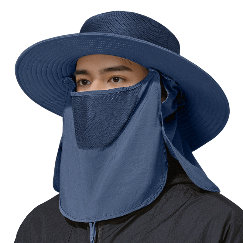 FitonTon Sun Protection Hat for Men, Summer Outdoor Sun Hat, Large Head Circumference Fishing UV Protection Neck Guard Wide Brim Sunhat