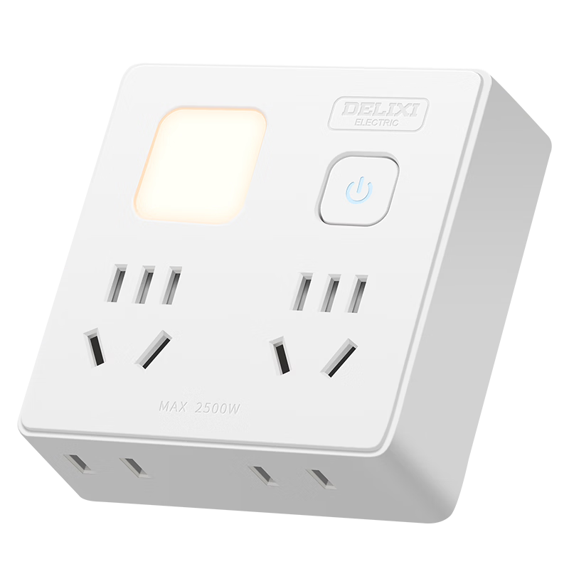 DELIXI 86 Type Multi-Outlet Expansion Adapter/Socket/Power Strip/Extension Cord/Converter Socket/power Converter with Master Switch And Night Light