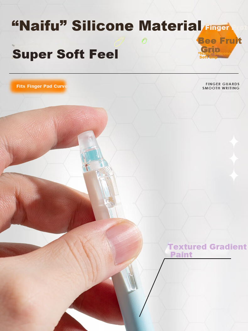 M&G Stationery Retractable Erasable Gel Pen Crystal Blue 0.5mm ST Tip Finger Guard Honeycomb Grip Anti-Slip Pen Grip for Elementary Students Handwriting Practice 2 Pieces Random AKPJ8605B2-ZZ 7