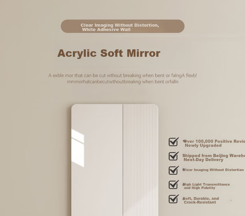 Millennium Huafu Acrylic Soft Mirror Full-Length Wall-Mounted Self-Adhesive Dressing Mirror for Dormitory Home 40*120cm 1