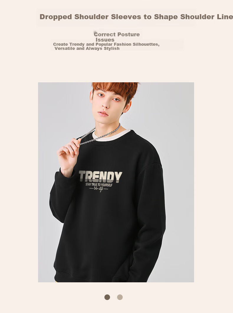 Baleno Men's Crew Neck Sweatshirt Autumn Winter New Casual Pullover Fleece Lined Warm Trendy Innerwear Top 5