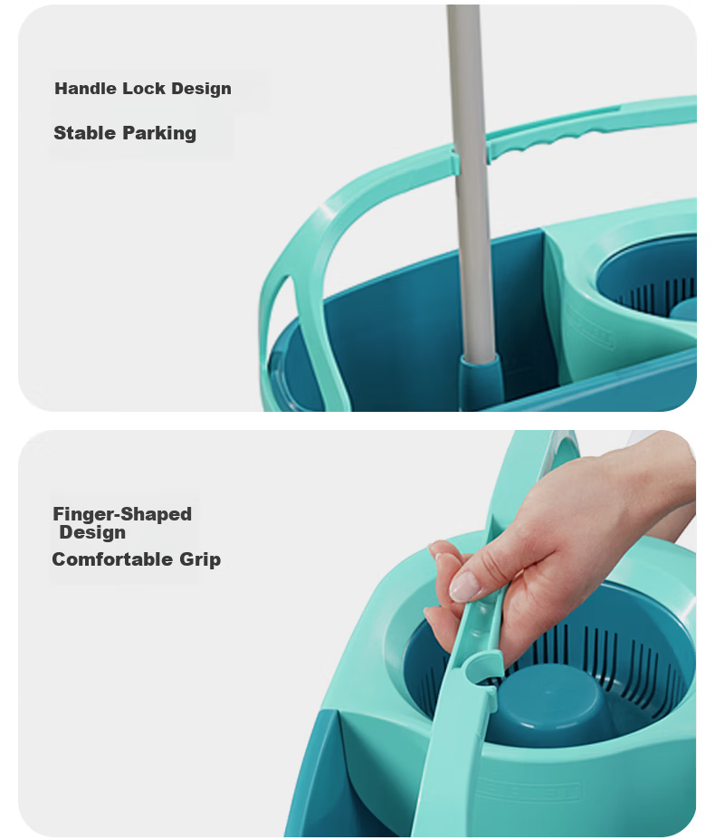 Likui German Imported 32cm Rotating Mop with 1 Cloth and Bucket Set, Telescopic Handle, Hands-Free Washing, Household Floor Cleaning Tool 13