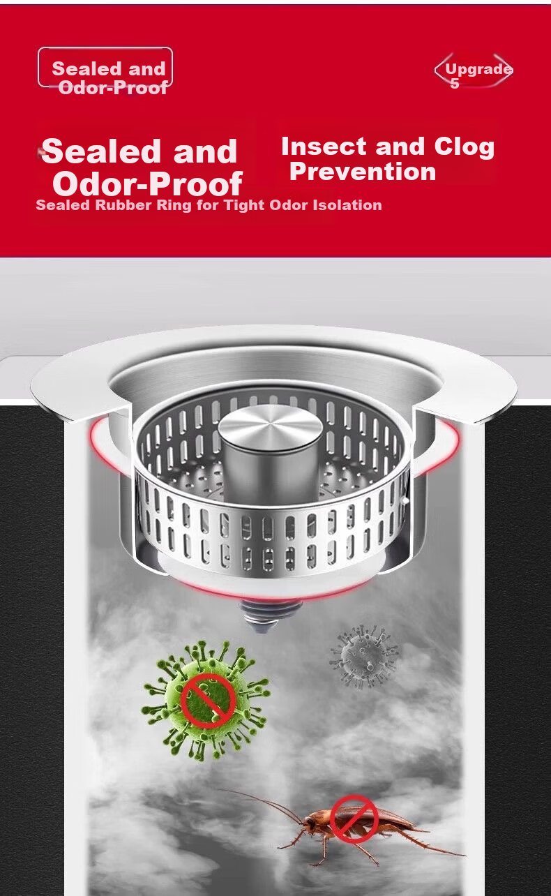 OPLSED [Germany] Stainless Steel Kitchen Sink Drain Accessory Leak-Proof Plug Filter Universal OP-TTX2001 10