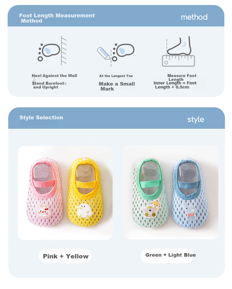 Aibao Baby Floor Socks Spring and Autumn Toddler Walking Shoes Non-Slip Cooling Socks Children's Socks Bear Pattern 2 Pairs Size M 2221 16