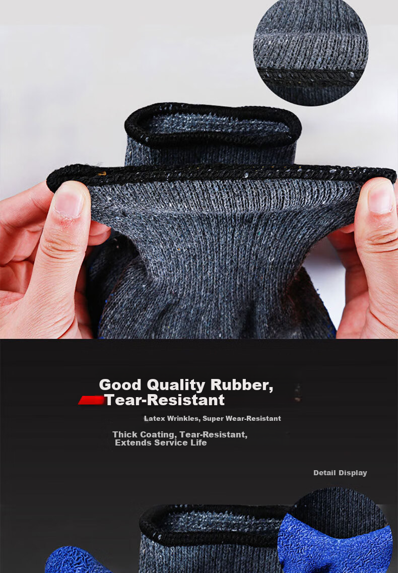 Laihui Dipped Wrinkle Gloves Anti-Slip Wear-Resistant Waterproof Industrial Work Gloves LH223 20 Pairs Pack 11