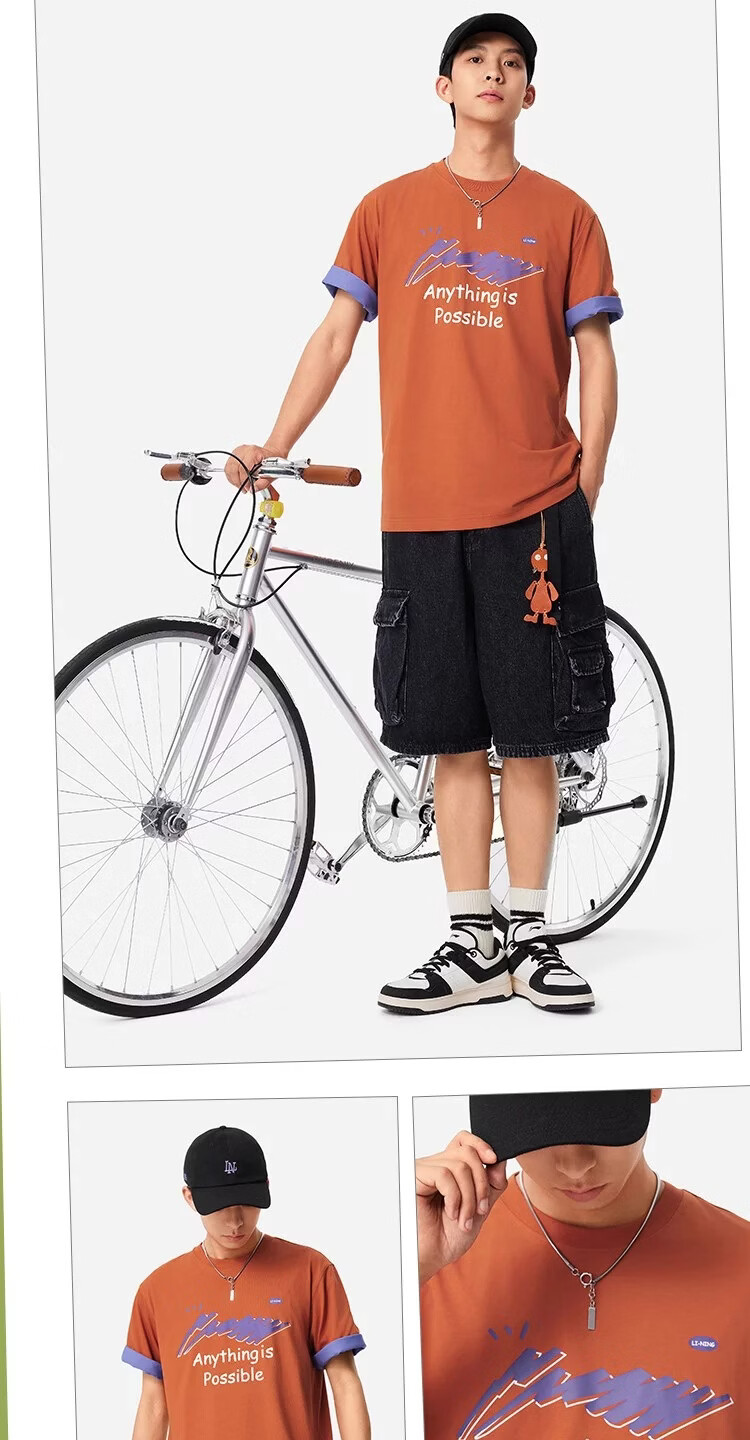 LI-NING Lightweight Breathable Men's Sports Loose Comfortable Casual T-Shirt Casual Versatile Couple Short Sleeve T-Shirt Men 9