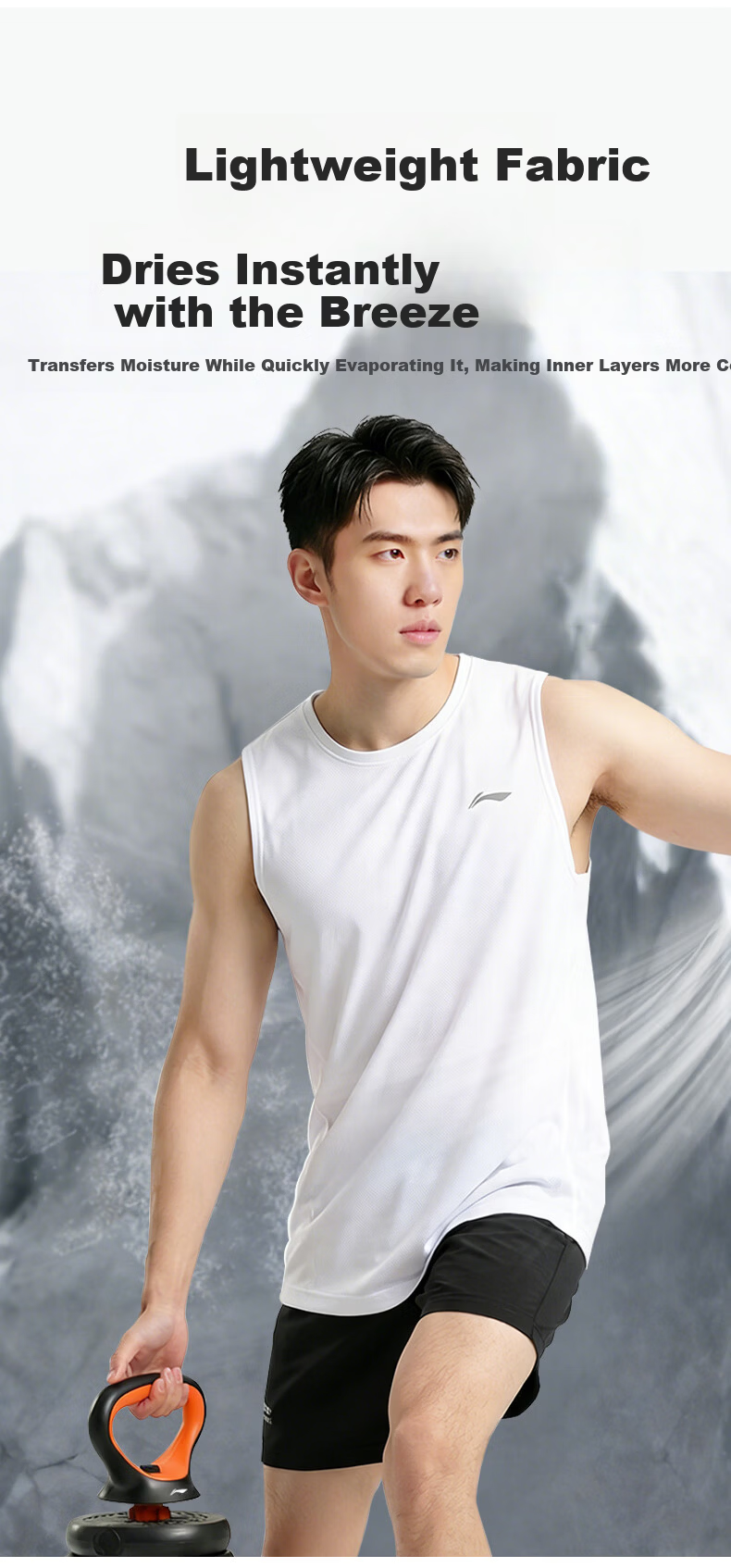 Li-Ning Sleeveless Sports Running Quick-Dry Vest for Men and Women Yoga Fitness Breathable Cool Base Layer Martial Arts M Black 6