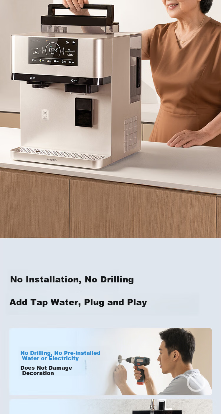 Tineco Ice Cube Heating Water Purifier Min Ice Master Elegant Home Countertop Water Filter No Installation Hot and Cold Direct Drinking Machine 14