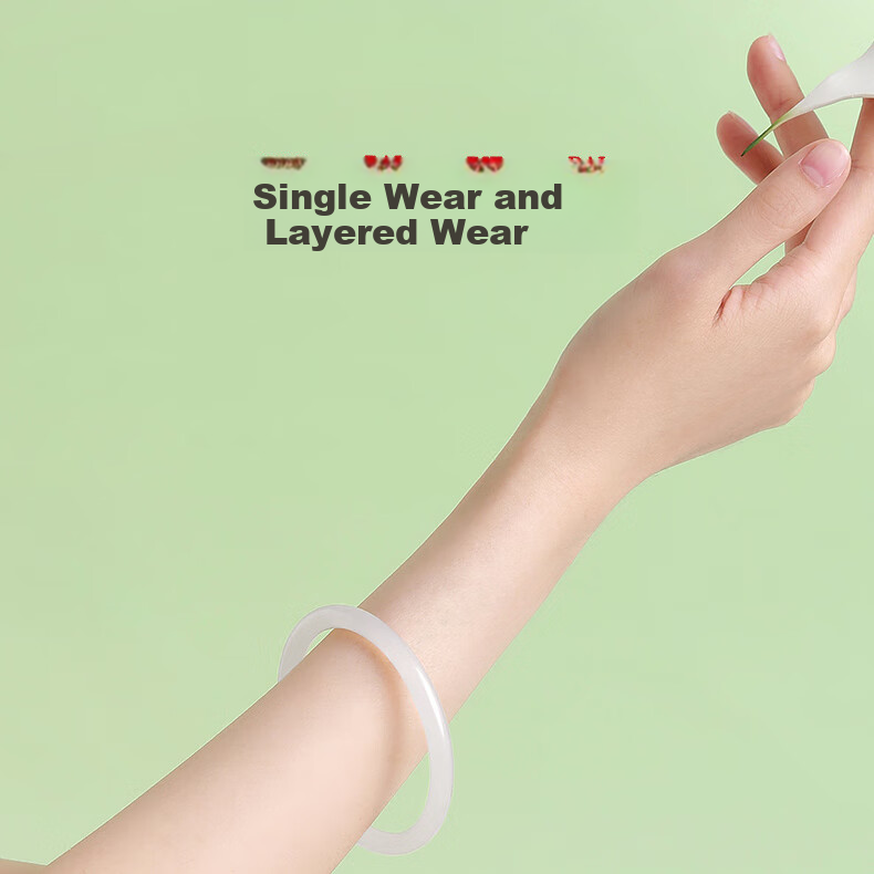CHOW TAI SENG White Moonlight Chalcedony Bracelet Natural Translucent New Chinese Style Jade Bangle Birthday Gift for Girlfriend and Mom 18