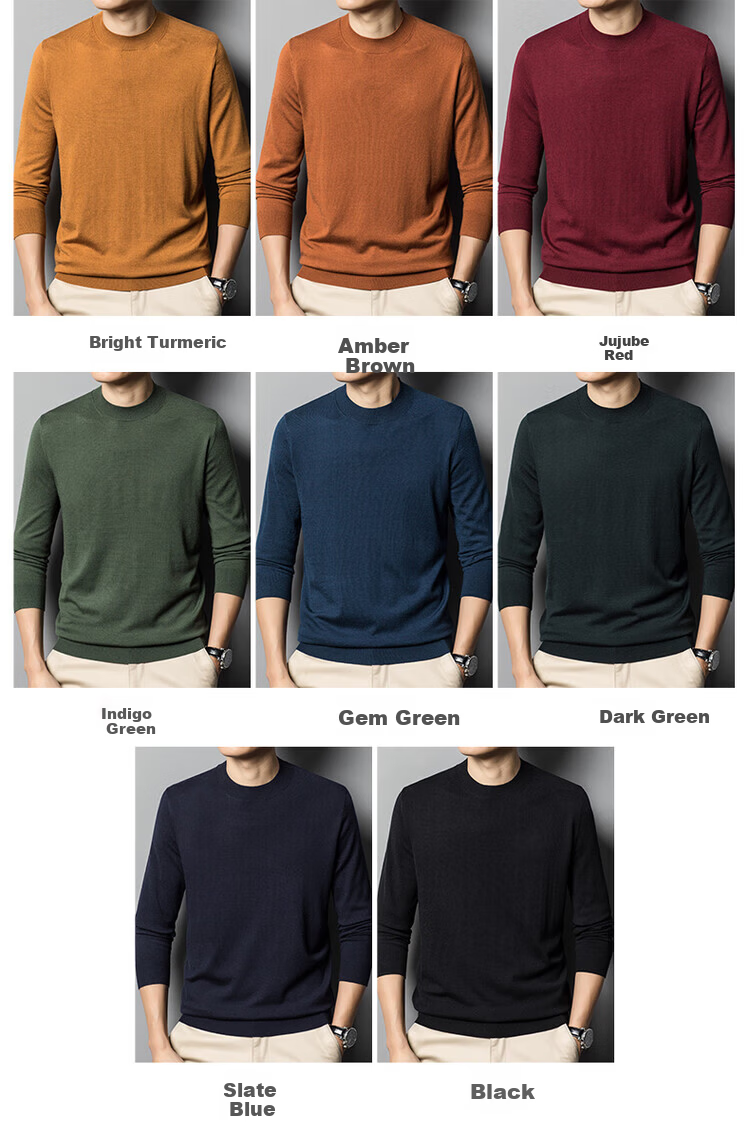 Hengyuanxiang Men's Lightweight Sweater with Wool and Mulberry Silk, Spring and Autumn Thin Knit Turtleneck Base Shirt, Dark Gray, Size M 6