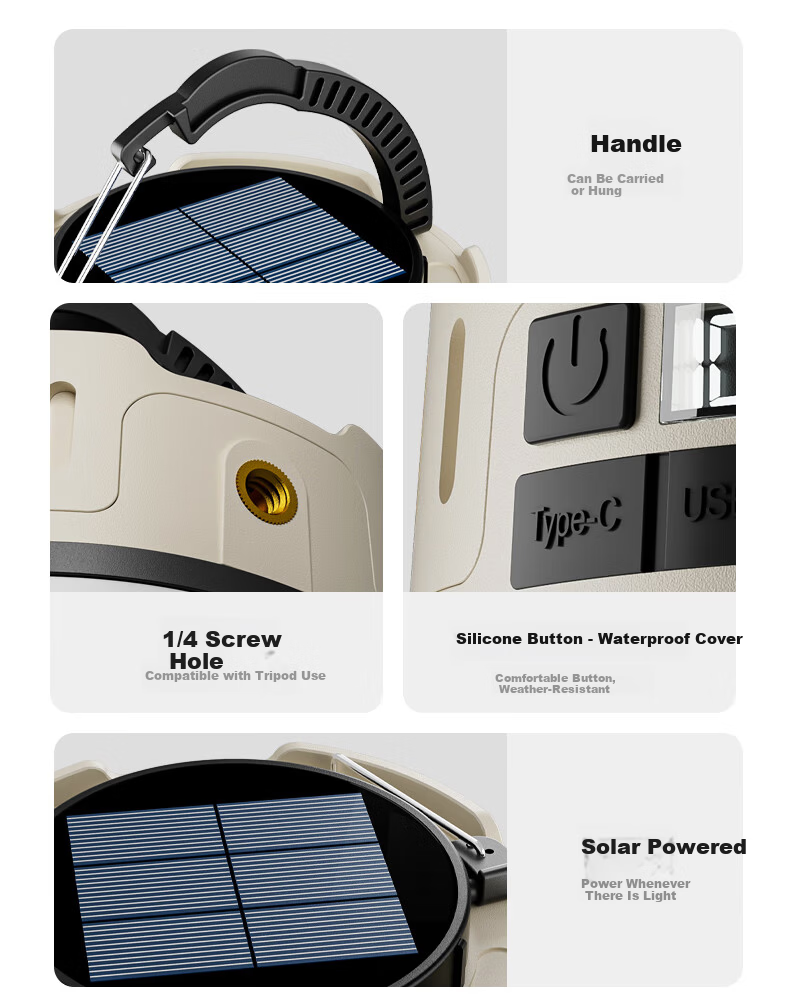 Xiaoyeren Solar Outdoor Camping Light Long-lasting Tent Atmosphere Yard Rechargeable Night Market Small Hanging Lamp 14