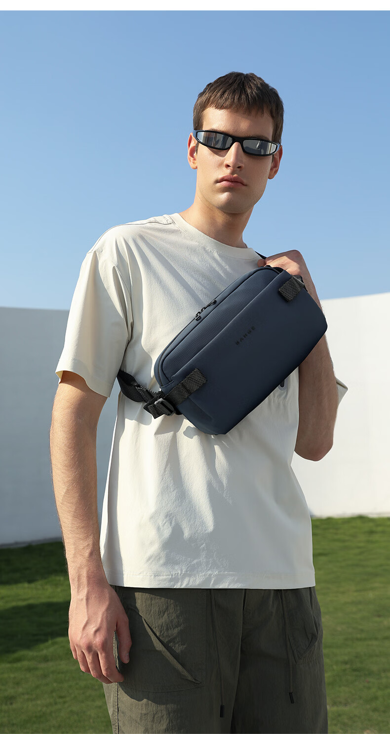 Bange Men's High-Quality Crossbody Bag Commuter Waist Bag Durable Fashion Casual Korean Style Shoulder Chest Bag 7837 Black 5