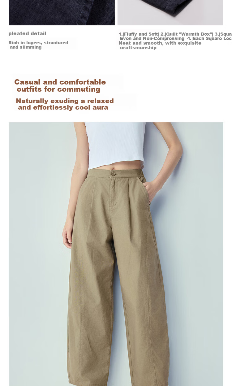 Giordano Women's Linen Pants 2026 Spring Cotton Linen Pleated Semi-Elastic Waist Casual Curved Pants 13416309 10