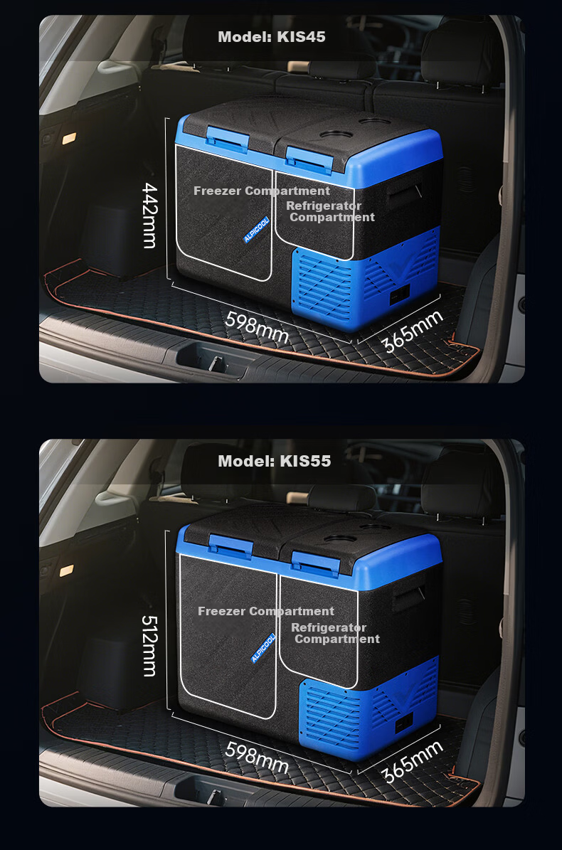 Alpicool Car Refrigerator, Compressor Cooling KIS35, Dual Temperature Control, Freezing And Refrigeration, Double Doors, 12V/24V/220V, for Trucks 10