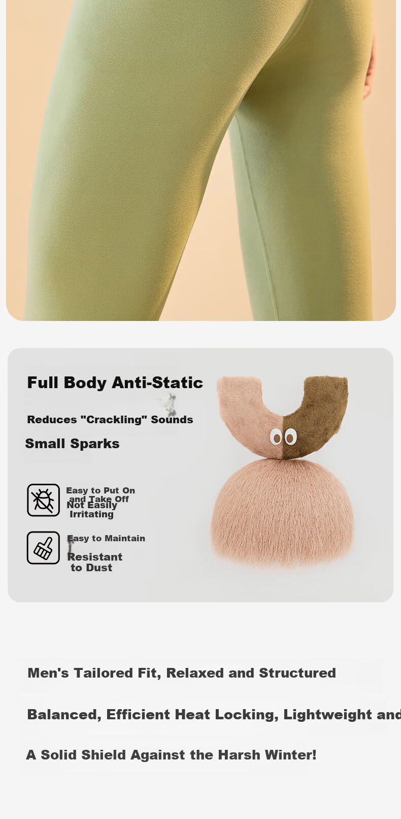 Paul Frank Thermal Underwear for Men, 7A Antibacterial Comfortable Seamless Autumn Pants, High Elasticity Non-Tight High-Waist Large Size Thermal Underwear 10