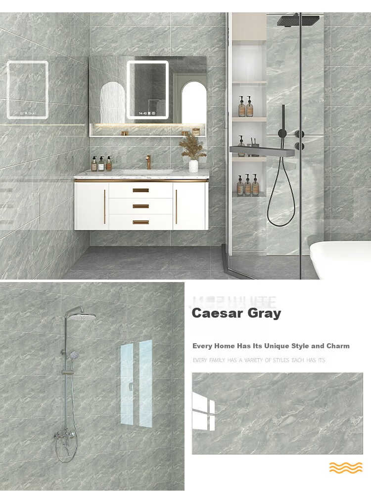 Washi Imitation Tile Wall Sticker Wallpaper Self-Adhesive Waterproof Moisture-Proof Aluminum Plastic Wall Panel Bathroom Bright White 40*80cm (5 Pieces) 35