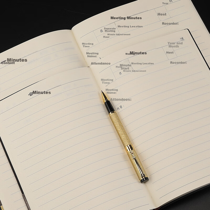 Zhongjian Stationery A5/25K Business Meeting Notebook Thin Notebook Office Meeting Memo Book Meeting Minutes Record Book Customizable 100 Sheets A5 Black 25-202 1