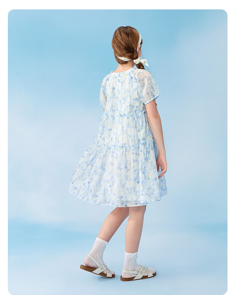 Balabala Kids Dress Girls' Dress 2026 Summer New Big Kids Puff Sleeve Princess A-line Sweet Dress 19