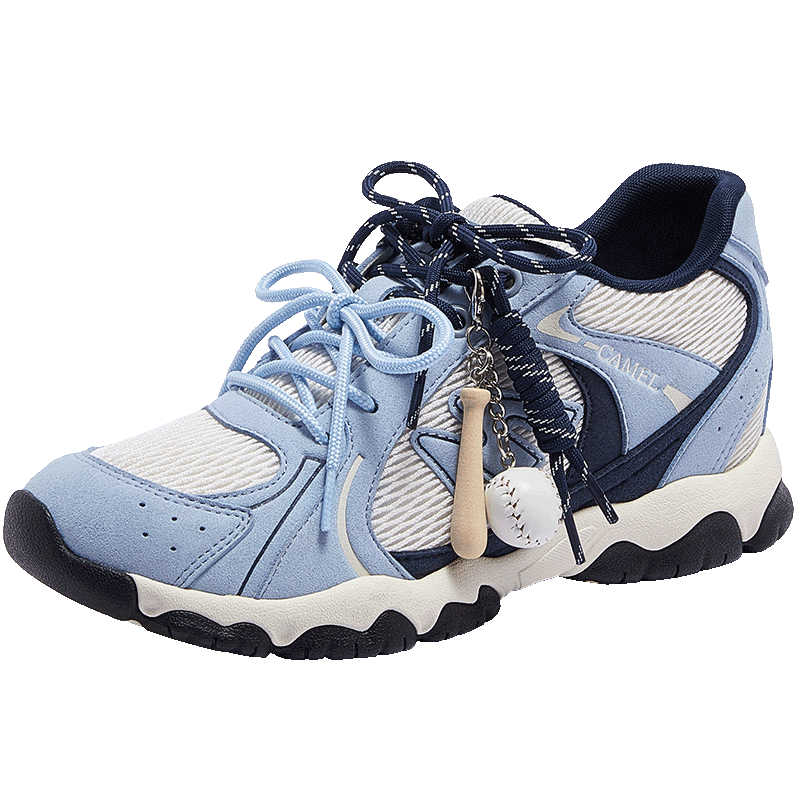 CAMEL Lightweight Cloud Training Shoes for Women Color-block Double Shoelace Thick-soled Casual Shoes L26S076027G Blue (Height Increasing) Size 36