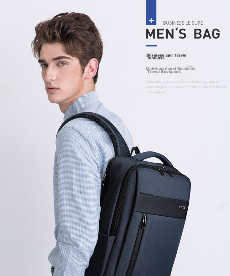 GOLF Backpack for Men, 15.6-Inch Large Capacity Laptop Bag, Multifunctional Water-Resistant Travel Business Casual Student Schoolbag, 5I488394J Blue 1