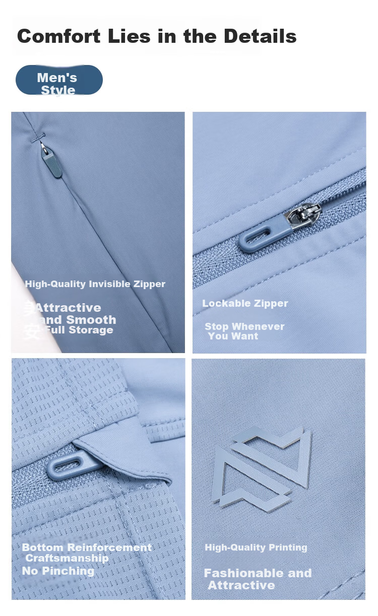 JD Jingzao UPF300+ Sun Protection Jacket Spring Summer Unisex Couple Gift Rock Blue S 9