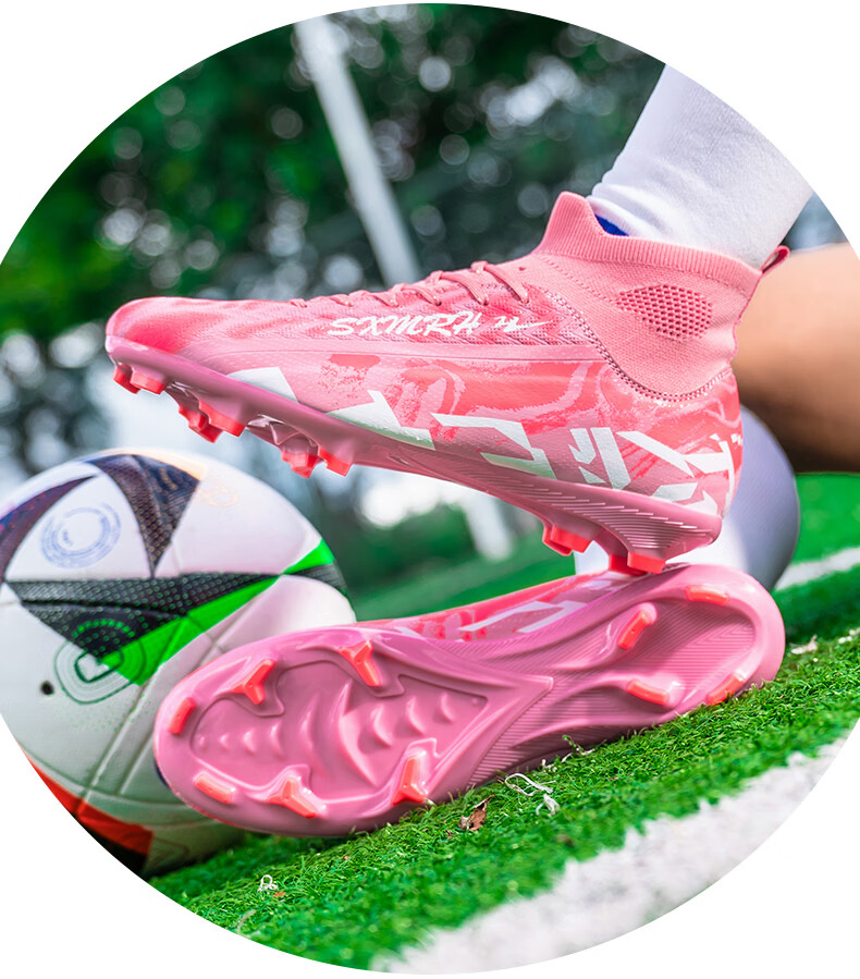 Shuangxing Men's FG Soccer Shoes Long Studs Adult Youth Kids Professional Training Cleats White Size 37 21