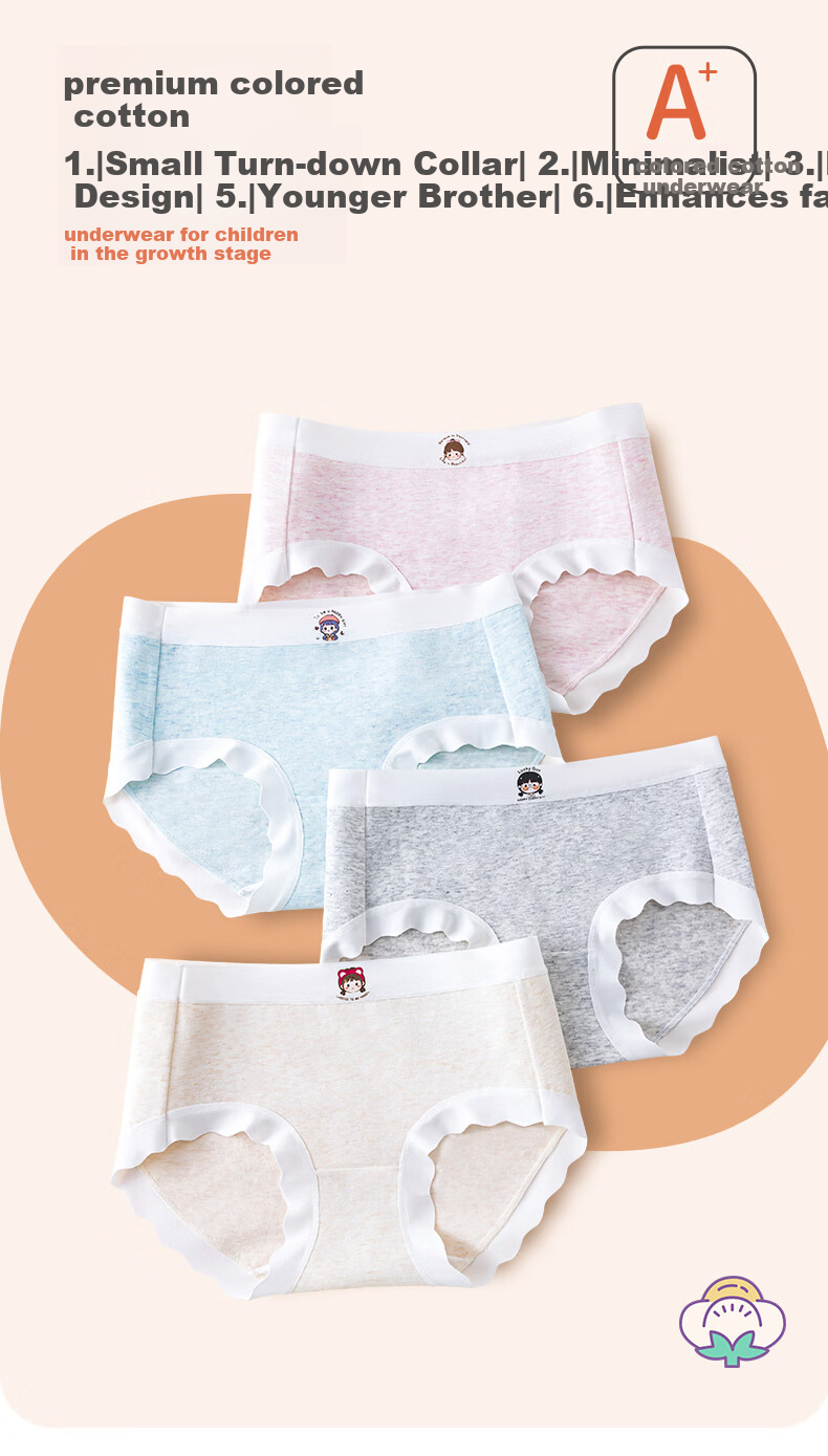 Hodo Kids Girls Cotton Briefs Triangle Shorts Soft Comfortable Mixed Colors 4-Pack Size 140 1