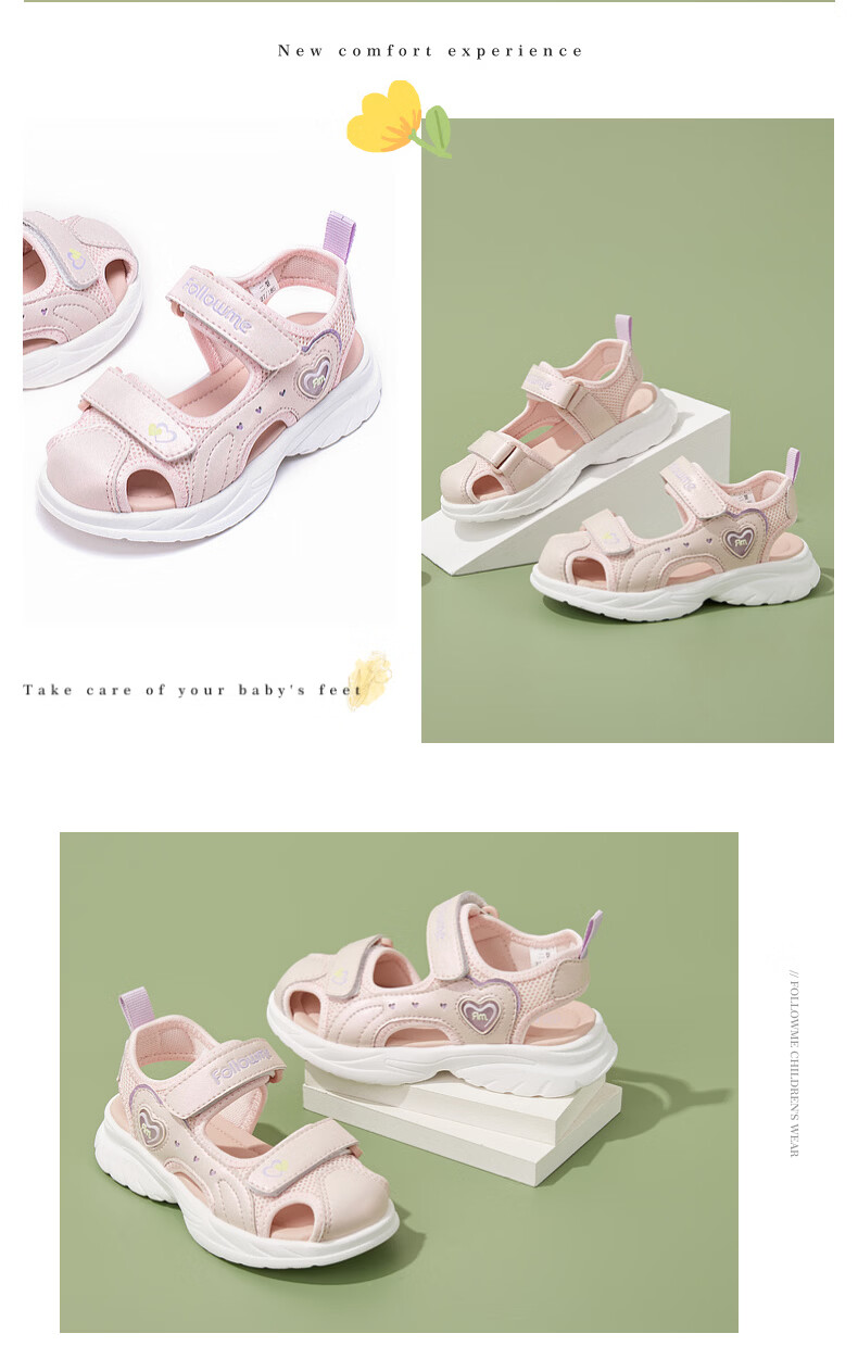 Fulromy Kids Boys and Girls Sandals Children's Beach Shoes Summer Soft Sole Closed Toe Sandals Velcro Sports Casual Shoes Pink Size 36 12