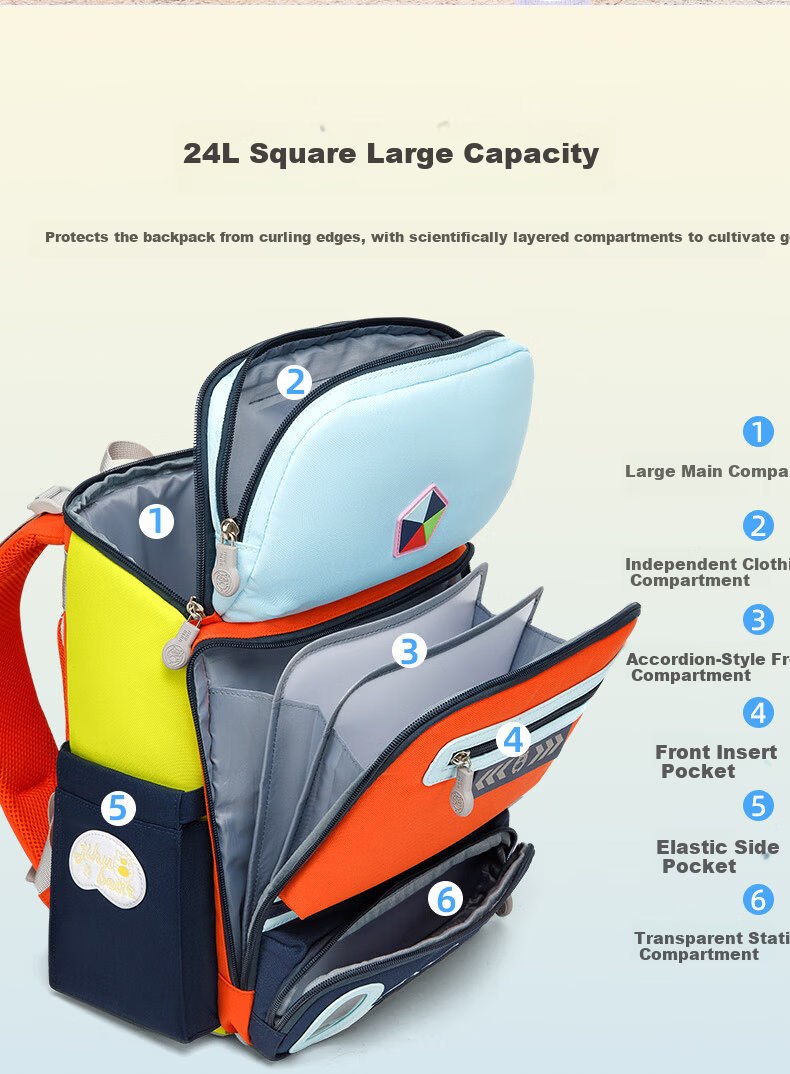 Almost Bear School Backpack for Elementary Boys and Girls Grades 1-3-6 Lightweight Large Capacity Children's Ergonomic Double Shoulder Bag 20