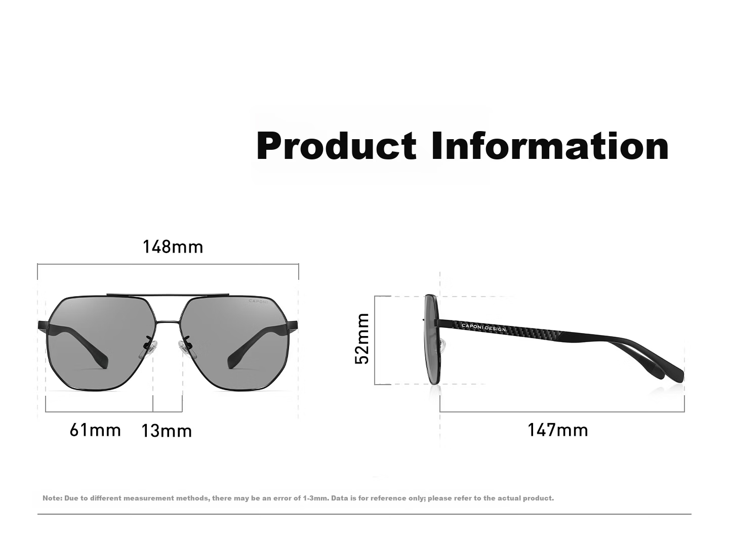 CAPONI Carbon Fiber Polarized Sunglasses for Men, Photochromic UV Protection Driving Day and Night Use 34