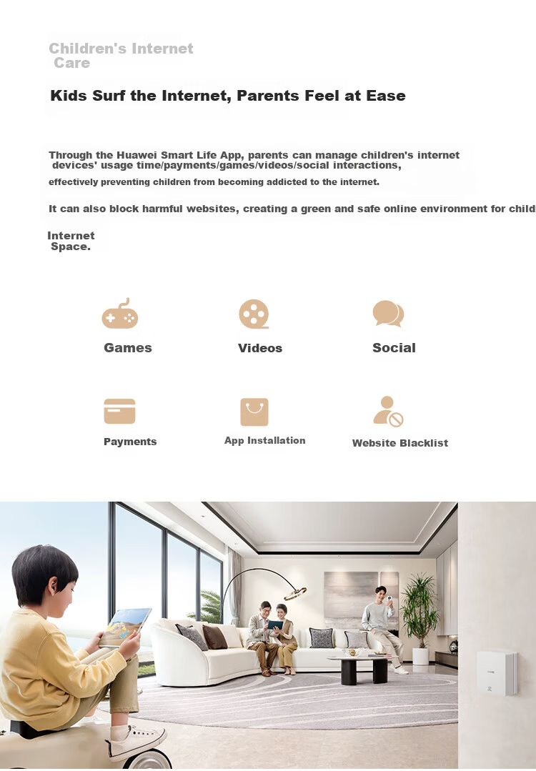 HUAWEI Lingxiao Parent-Child Router Q6 Wired Version Premium Edition (1 Parent + 3 Child Set) Whole-Home Gigabit Wired Networking WiFi6+ 16