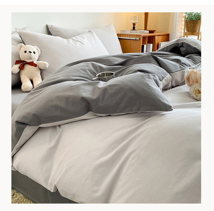 Nanjiren Class A Antibacterial 4-Piece Bedding Set Home Double Duvet Cover Sheet Pillowcase 200*230cm Minimalist Style 3