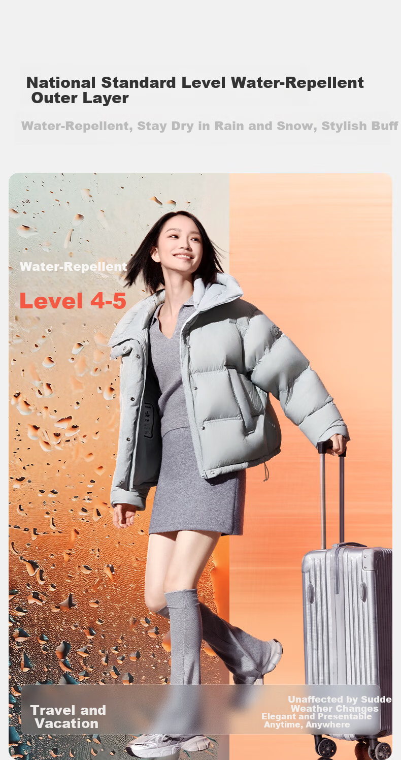 Meilicheng [Tan Jianci Same Style] Women's Down Jacket Warm Winter Goose Down Short Coat 007 Obsidian Black M 9