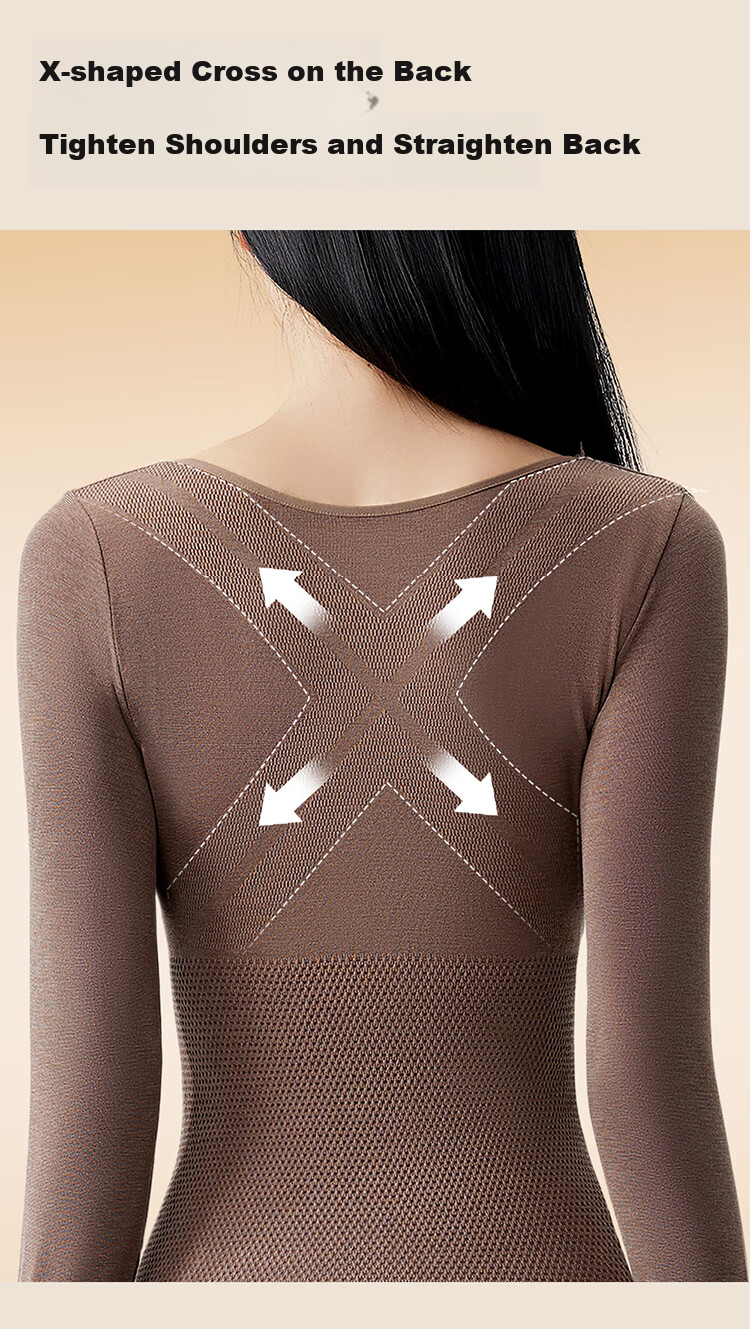 MiiOW Women's Thermal Underwear Set Seamless Slim Wool Heat Retaining Autumn Winter Body Shaping Top and Bottom 10