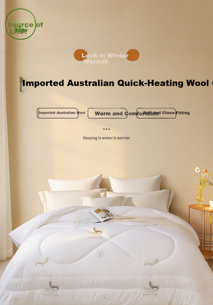 Yuan Life Four Seasons Thickened Quilt 51% Australian Wool Filling Warm Quilt 8 Jin 200*230cm 1