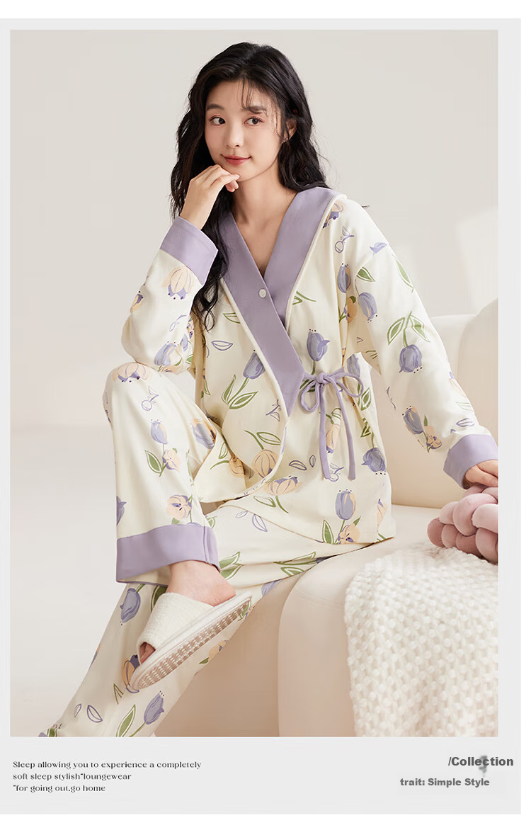 JOYNCLEON Maternity Postpartum Nursing Pajamas Spring Summer Pregnancy Wrap Nursing Homewear XXL Jyz176323 7