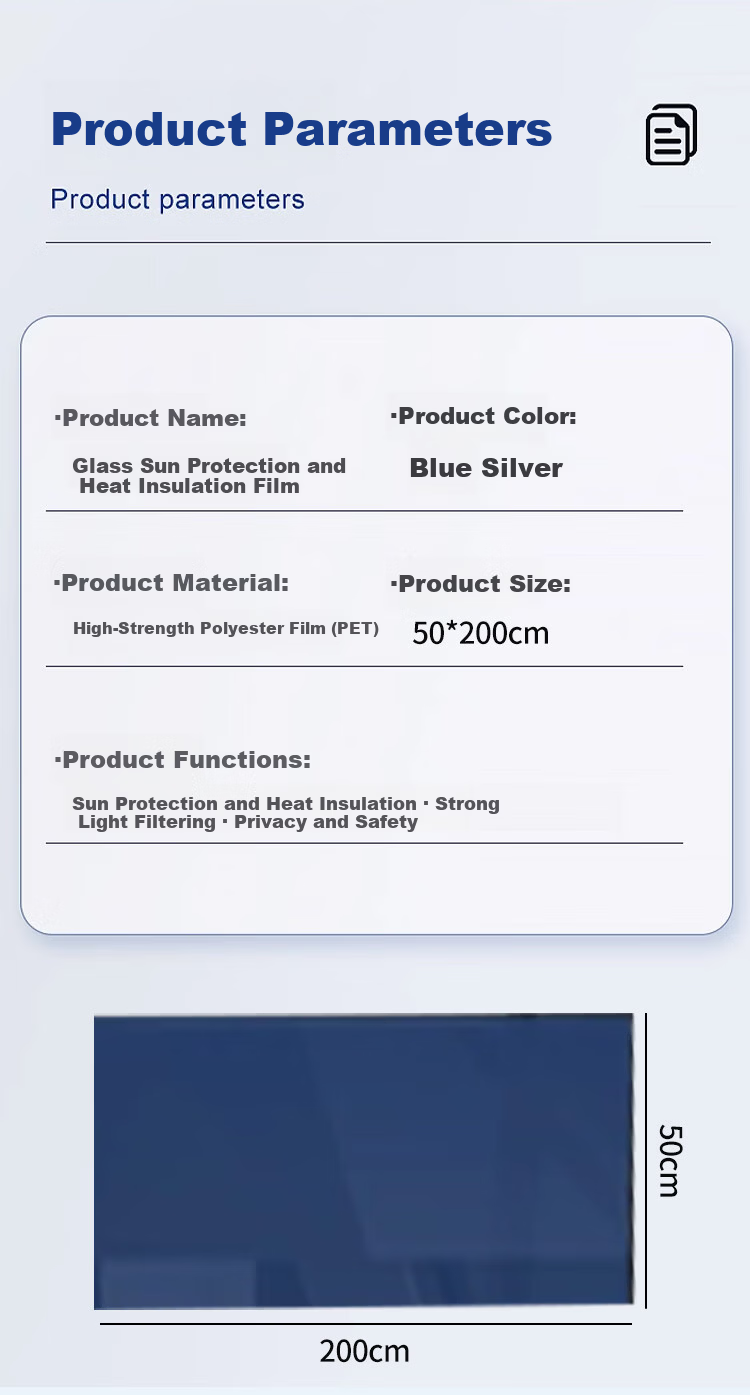 Qinghua Glass Window Film Heat Insulation Sunscreen Opaque Privacy Light Blocking Blue Silver 50x200cm 4