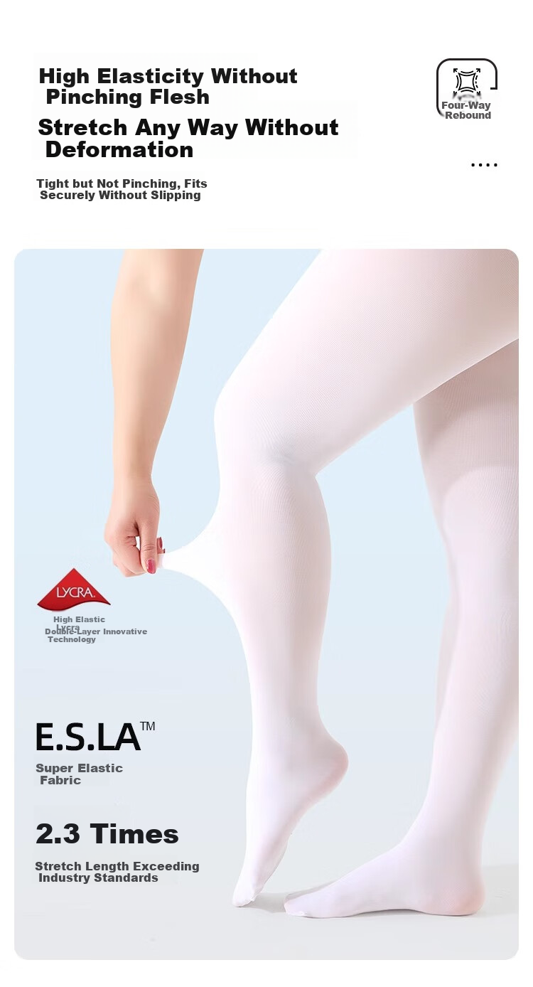 BOPRUIEY White Plus Size Tights Pantyhose Spring Summer Adult Dance Practice Stockings for Plus Size Students 8