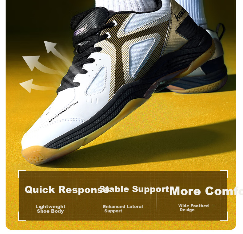 KAWASAKI Badminton Shoes Gale LITE Shock Absorption Wear-Resistant Non-Slip Running Training Sports Shoes D32035 White Gray Size 41 10
