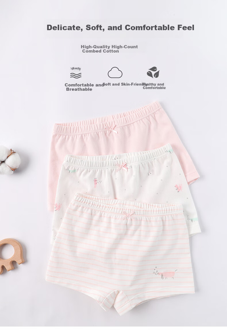 GB Girls' Cotton Antibacterial Boxer Briefs for Children, A-Class Baby Underwear, 3-Pack, Size 10A 1