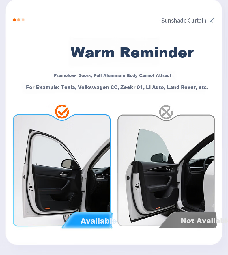 TOKUSET Car Window Curtain Sunshade Track-Type Vehicle Privacy Curtain Magnetic Sliding Rail Car Interior Sun Protection 4