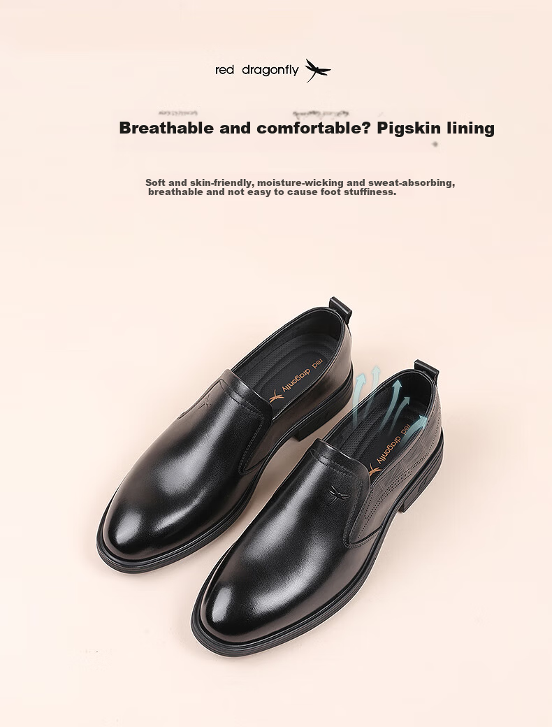 RED DRAGONFLY Men's Leather Business Dress Shoes Casual Monk Strap Shoes WLA150531 Black Size 40 4