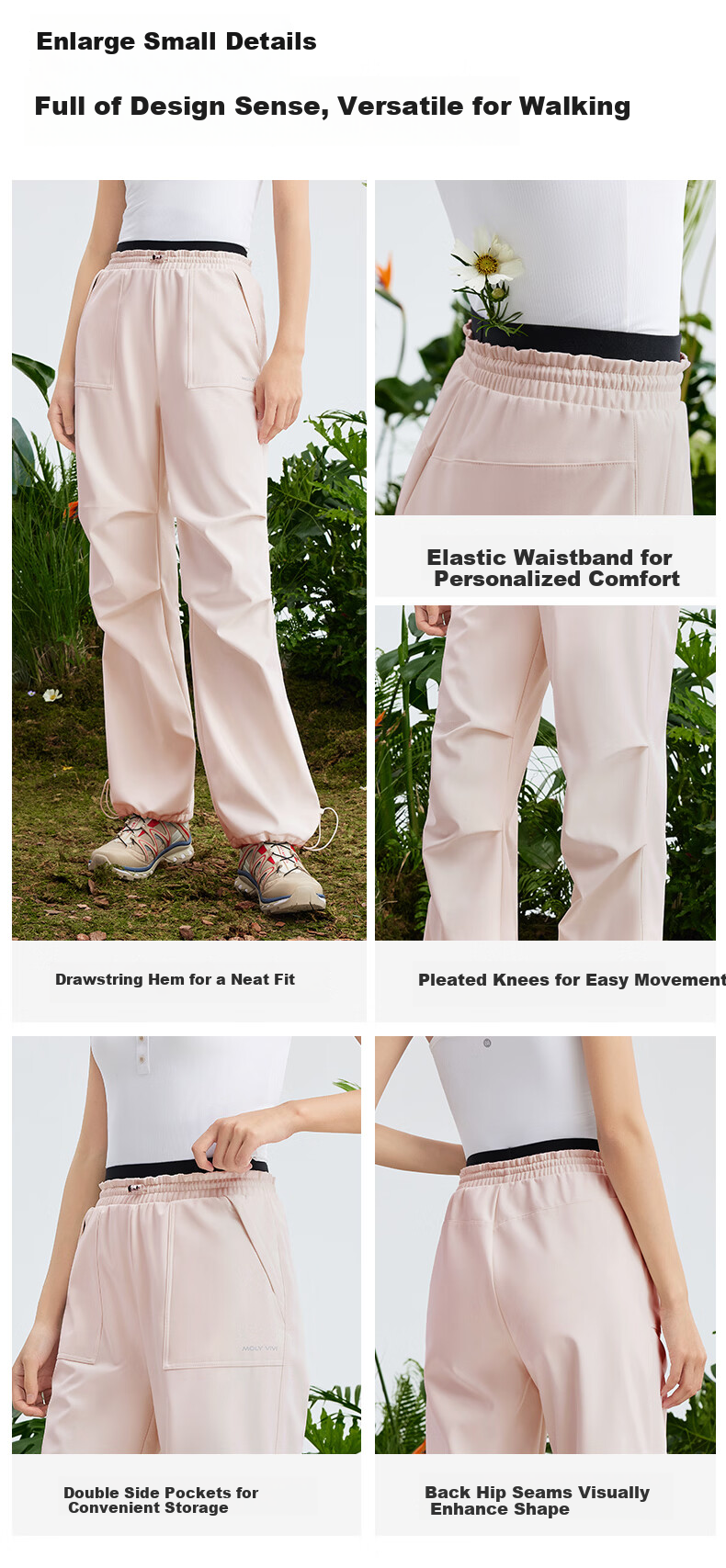MOLY VIVI Double Waist Softshell Outdoor Sports Pants for Women Spring Summer Windproof Waterproof Quick-Dry Hiking Mountaineering Pants Magic Vivi 13