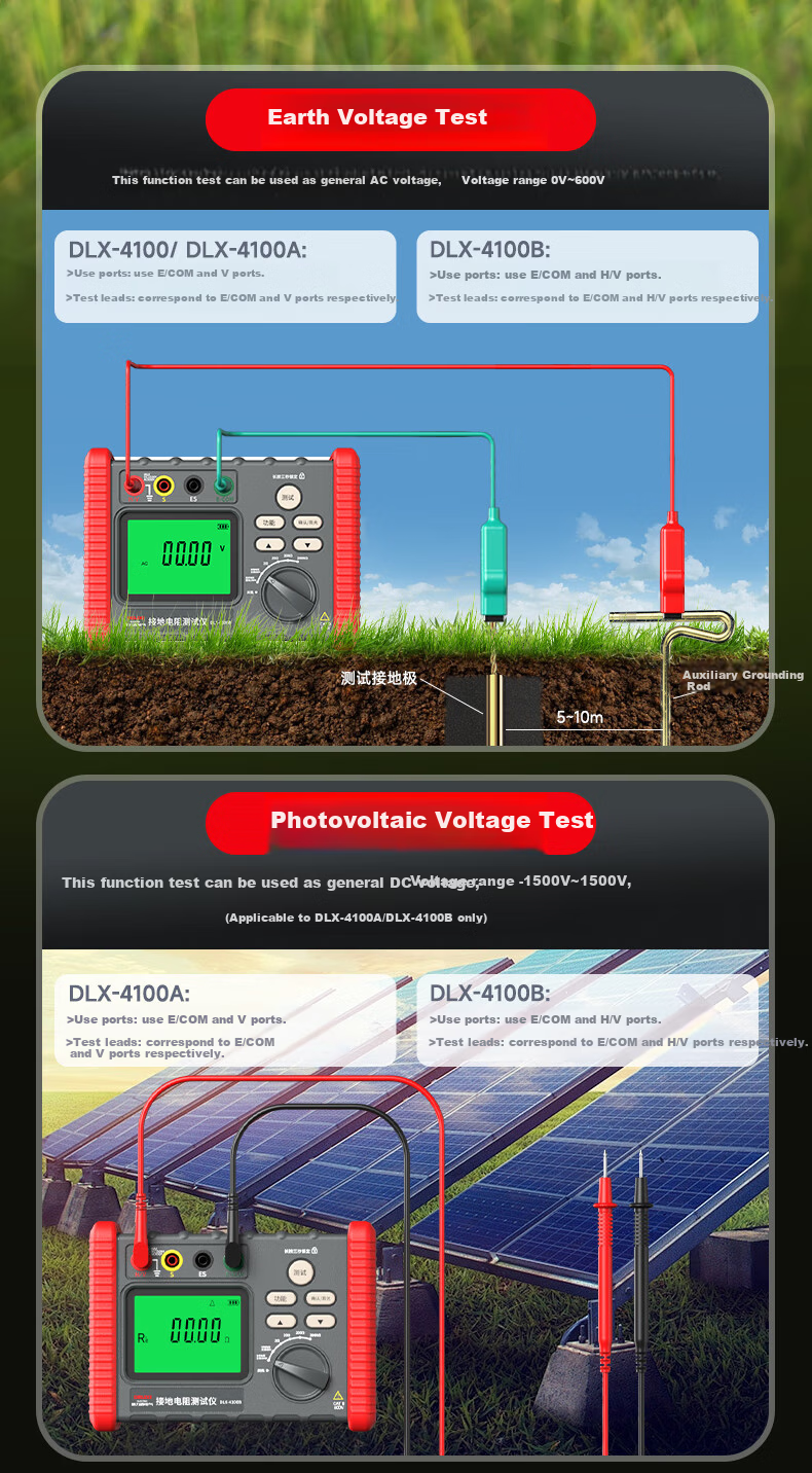 DELIXI ELECTRIC Ground Resistance Tester Handheld Earth Resistance Meter Lightning Protection Digital Ground Tester 4